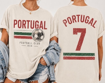 Portugal Soccer Shirt No 7, Portugal Football Club 1914 T-Shirt, Vintage Portugal Tee, Custom Portugal  Top, Comfort Colors Soccer Fan Gift