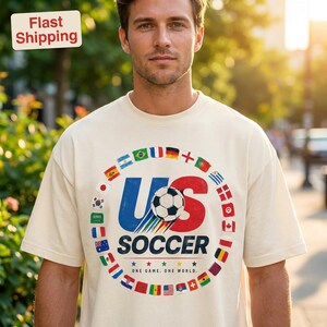 US Soccer T-shirt USA Football Flag Design Soccer Team Shirt World Soccer Fan Clothing Comfort Colors Vintage Style Soccer Game Day Tee bild 3