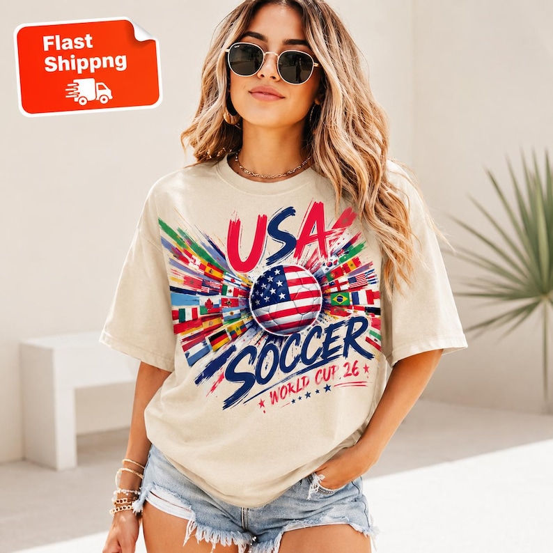USA Soccer Cup 2026 Shirt, Comfort Colors Soccer Fan Tee, US National Team Football Jersey, 2026 Soccer Gift, World Soccer Cup Apparel bild 1