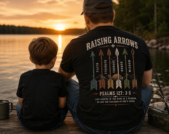 Raising Arrows Father's Day Gift, Custom Raising Arrows Dad Shirt, Personalized Christian Father Gift, Vintage Birthday Gift for Him Art