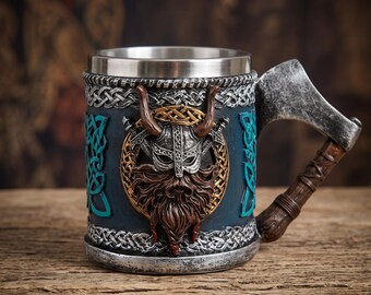 Vikinga Yxhandtag Sejdel, Nordisk Krigare Ölmugg, Medeltida Kaffekopp, Nordisk Dryckeskärl