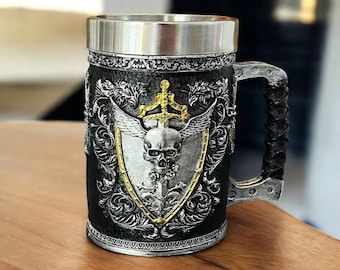 Medieval Knight Beer Stein | Angel Wing Armor Tankard | Gothic Drinkware