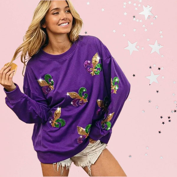 mardi gras patch sweatshirt