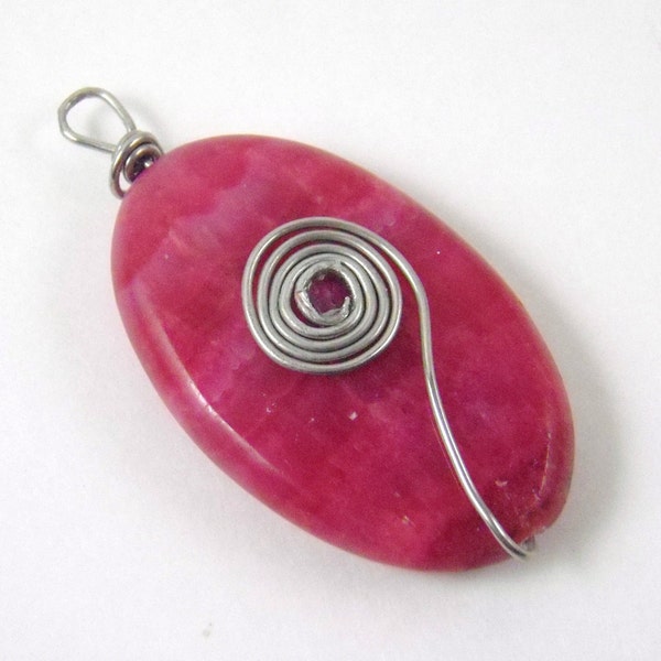 Pink Swirly Wire Wrapped Pendant