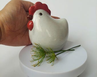 Ceramic White Chicken Figurines – Handmade Mini Decor