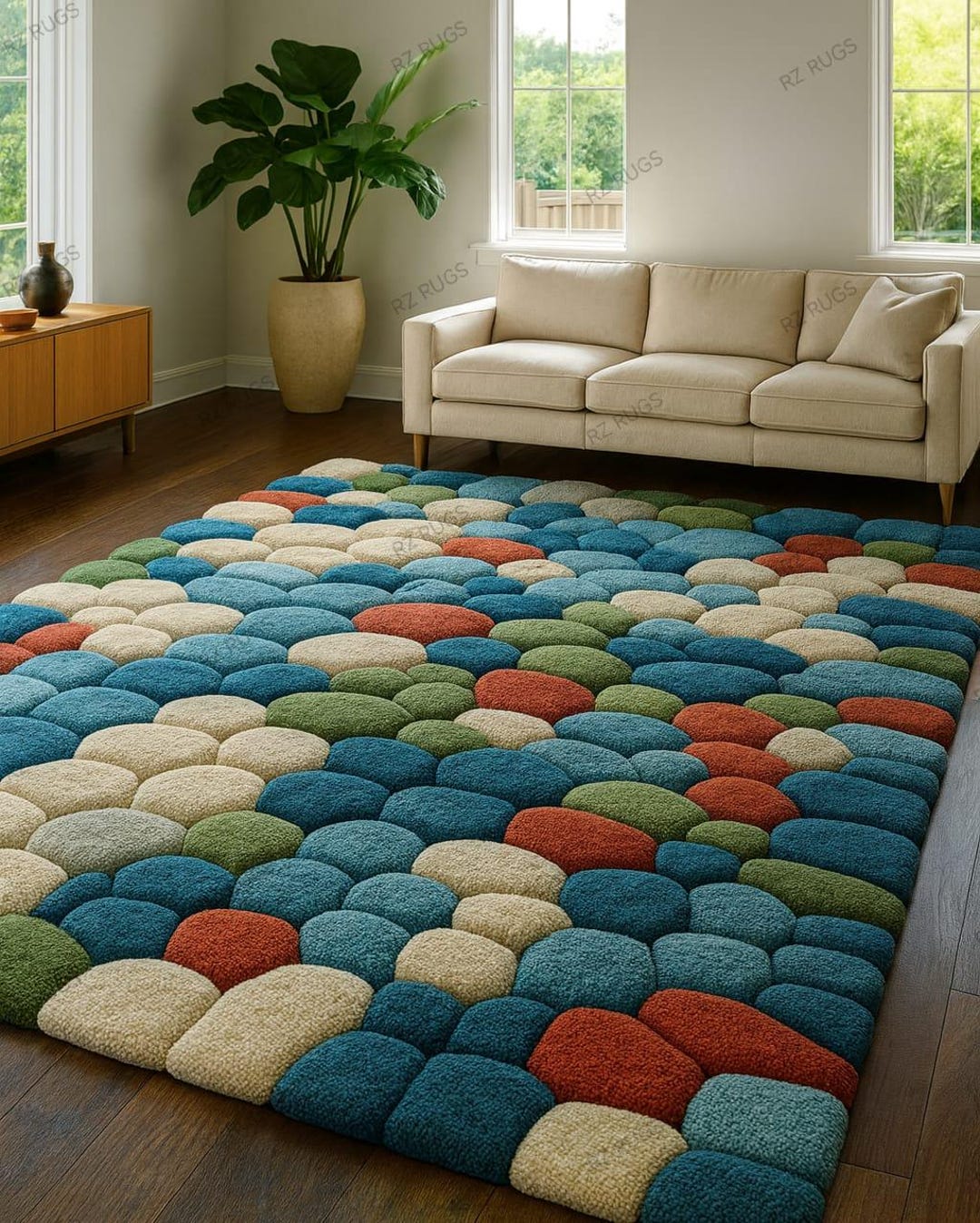 Modern Pebble-texture Hand-tufted Multi-color Rug - Etsy