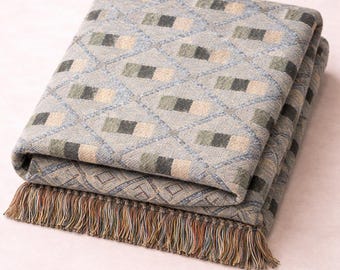 Boho Earthy Diamond Chain Jacquard Woven Blanket | Geometric Fringe Throw, 2026 MIDImalism Home Decor