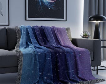 Extra Celestial Ombre Galaxy Woven Blanket | Indigo Violet Jacquard