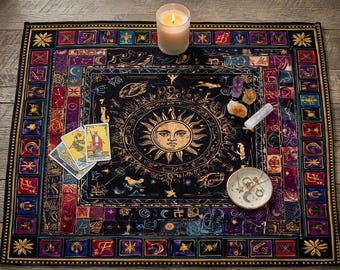 Celestial Sun Astrology Chart Velveteen Blanket | Tarot Inspired Microfiber Throw