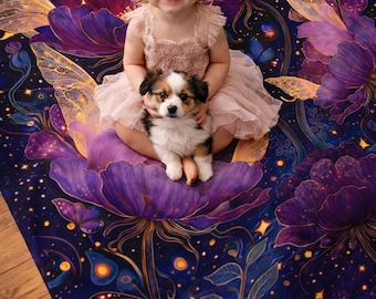 Mystic Celestial Floral Blanket, Enchanted Butterfly Night Garden Throw, Fairytale Forest Fantasy Blanket, Woven or Sherpa