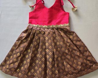 Handmade Baby Lehenga – Pink and Bronze Indian Ethnic Dress