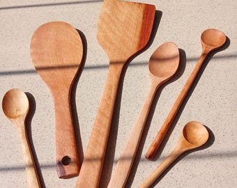 Handmade Wooden Kitchen Utensil Set – Lognan Wood Spoons & Spatula