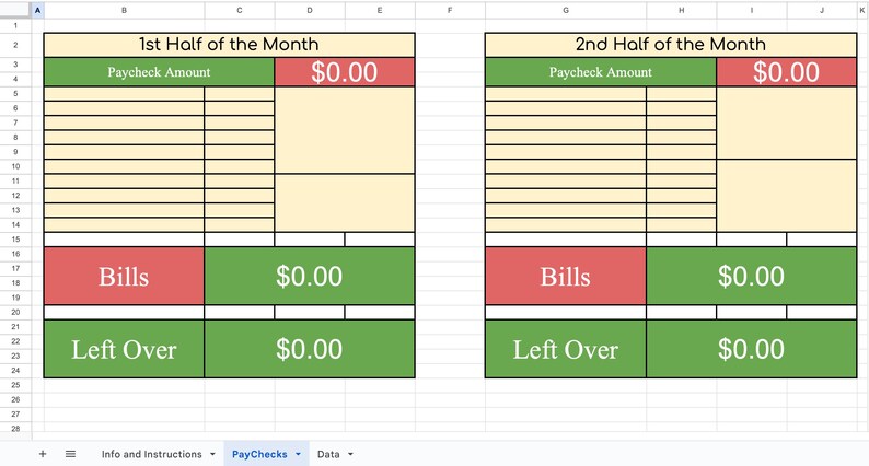 Biweekly & Semi Monthly Budget Template - Etsy