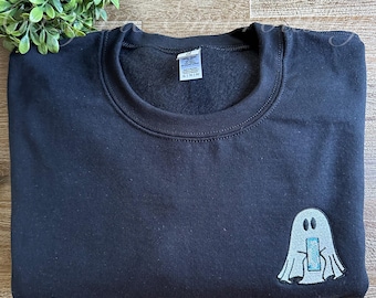 embroidered alani drink ghost sweatshirt, alani energy drink crewneck, alani nu, spooky funny ghost, gift for her soda pop unisex minimalist
