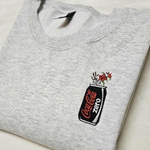 Embroidered Floral Coke Zero sweatshirt, crewneck, I need a coke zero, cute, minimalist, pop soda