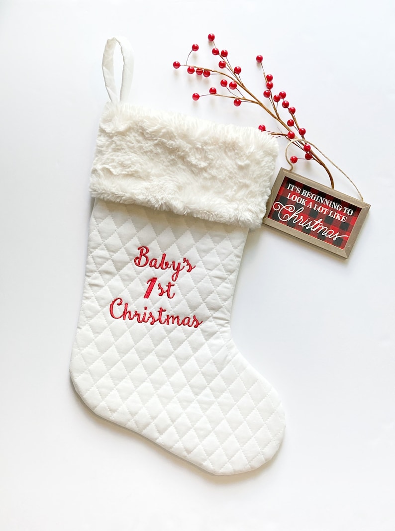 Personalized Babys First Christmas Stocking Fully Lined Boy Etsy