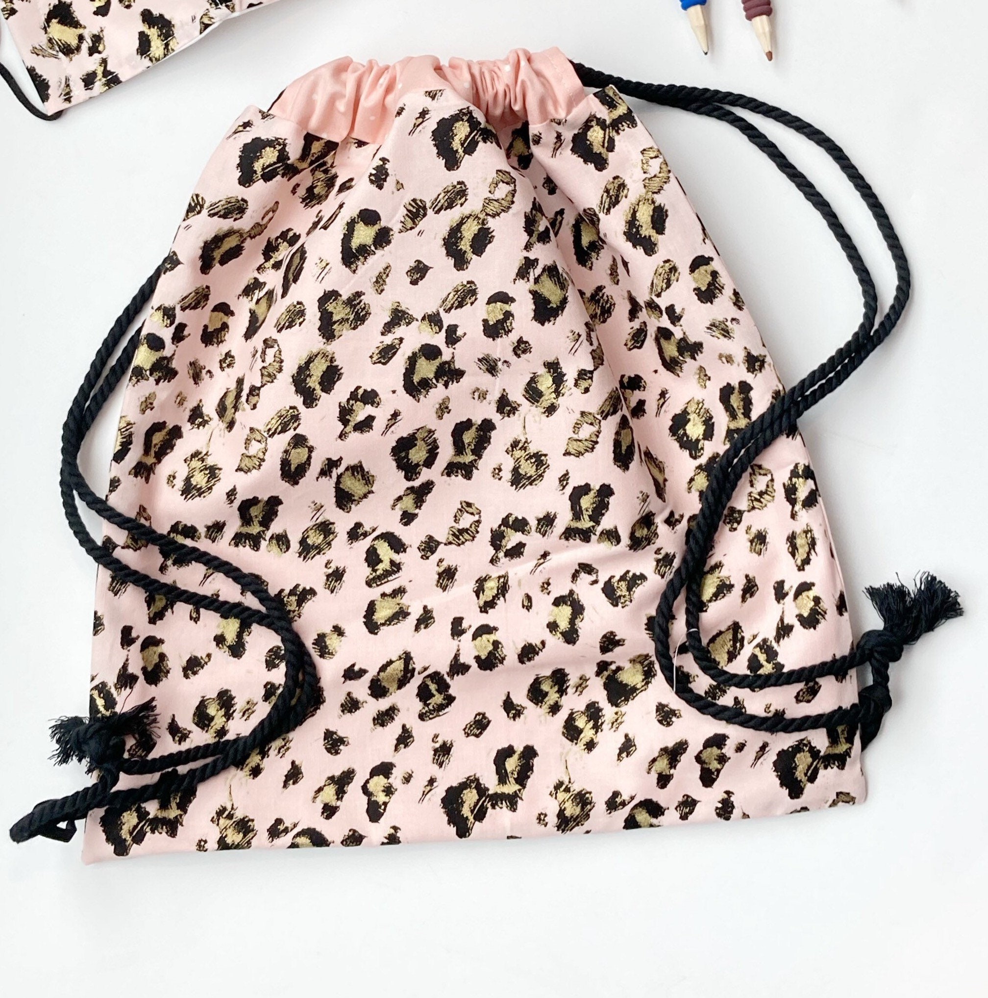Leopard Drawstring Backpack - Etsy