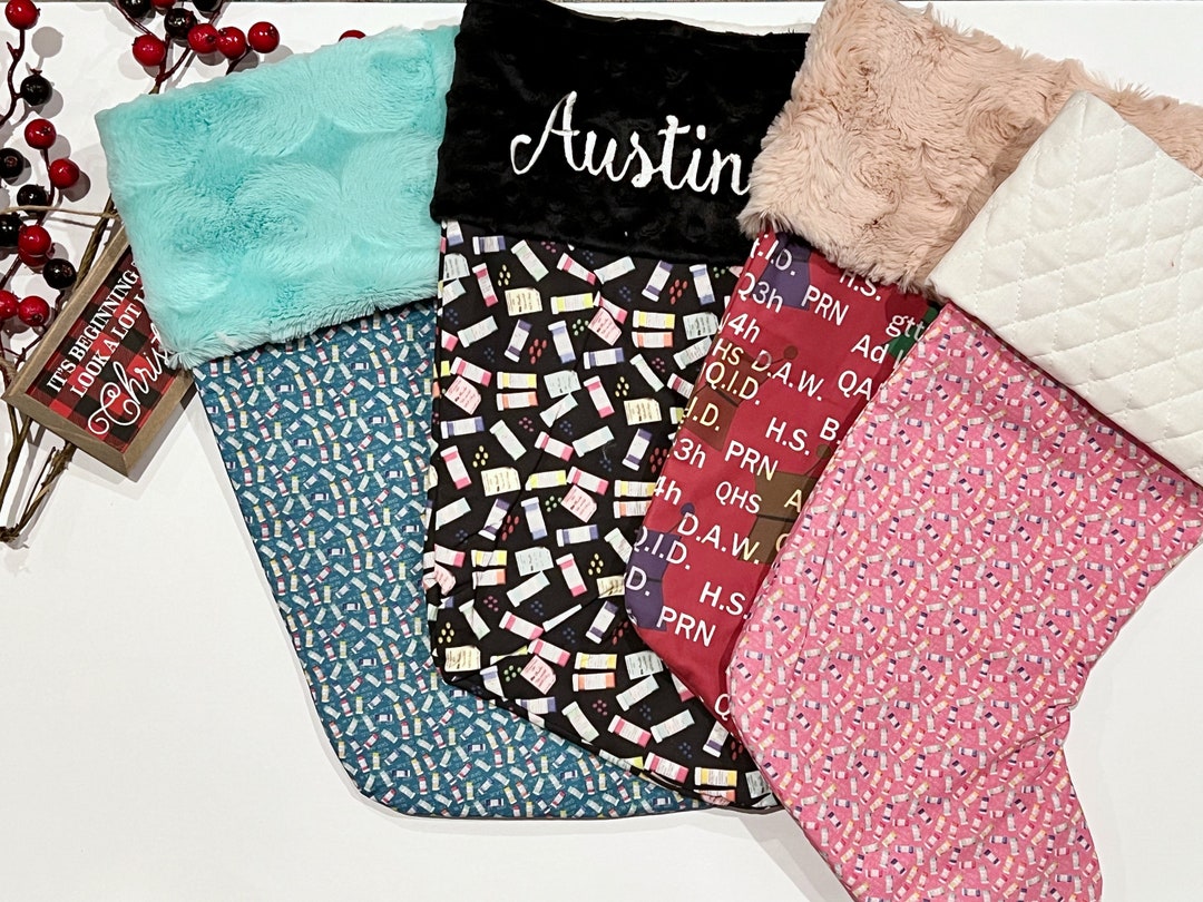 Pharmacist Christmas Stocking With Personalize Option, Pharmacy Pill