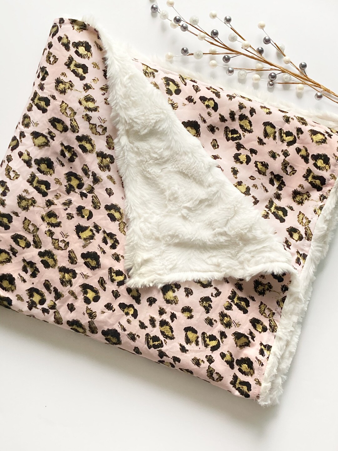 Personalize Leopard Baby Blanket in Rose Gold Pink Leopard Etsy