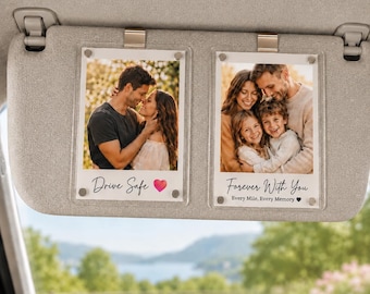 Personalized Car Visor Photo Clip, Custom Acrylic Picture Holder, Drive Safe Gift for Loved Ones, Family Photo Keepsake, Car Accessory