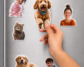 Custom Shaped Fridge Magnet Photo Prints, Turn your pet family and special moment to fridge magnets, Personalized Gift