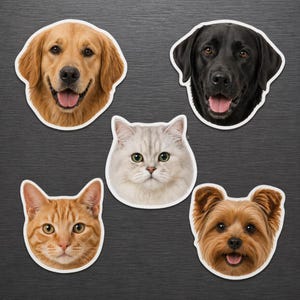 Custom Face Magnet, Personalized Photo Magnet, Human & Pet Portrait Magnet, Shaped Fridge Magnet, Custom Gift image 3