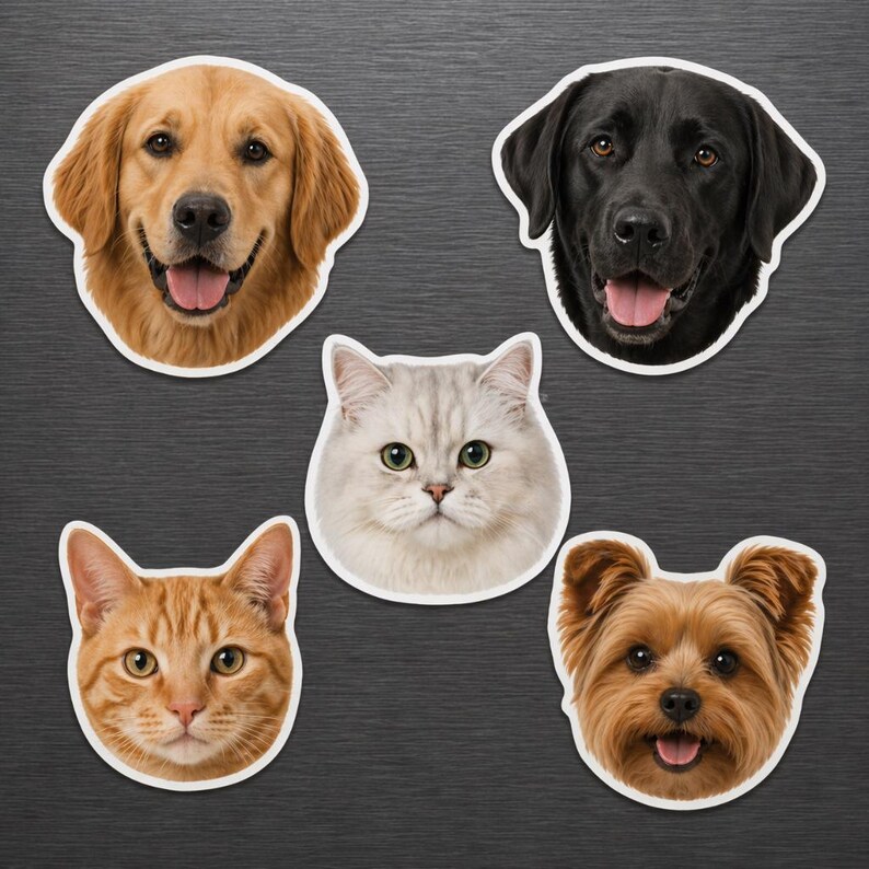 Custom Face Magnet, Personalized Photo Magnet, Human & Pet Portrait Magnet, Shaped Fridge Magnet, Custom Gift image 3