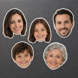 Custom Face Magnet, Personalized Photo Magnet, Human & Pet Portrait Magnet, Shaped Fridge Magnet, Custom Gift image 1