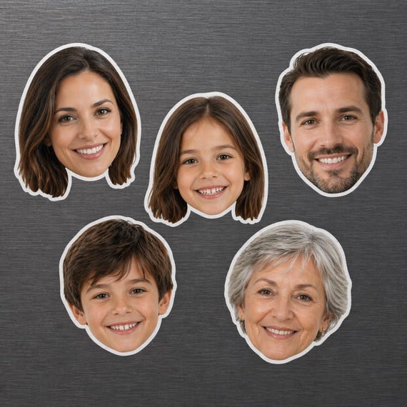 Custom Face Magnet, Personalized Photo Magnet, Human & Pet Portrait Magnet, Shaped Fridge Magnet, Custom Gift