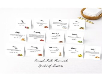 Sunnah Food Place Cards Printable – Prophetic Foods Table Labels Decor Islamic Party Printables