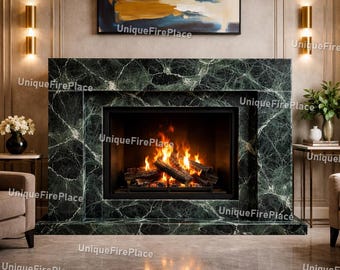 Green Marble Fireplace Surround, Luxury Stone Mantel, Modern Fireplace  Elegant Living Room Heating Decor, Statement Wall Feature Fireplace