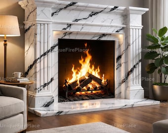 Luxury Marble Fireplace Wall Art | Traditional Interior Design | Living Room Decor Neutral Aesthetic Decor Detail Wall Decor Fireplace |