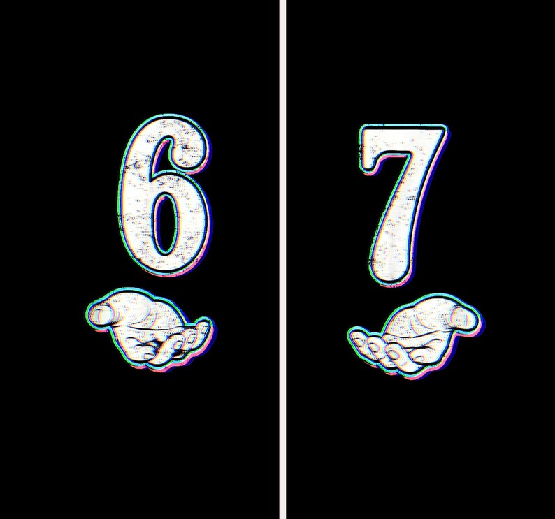 Six Seven 6 7 Meme Funny Hands PNG Bundle, Viral Internet Meme Humor ...