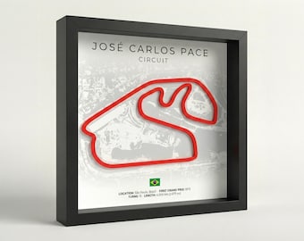 Arte mural 3D del circuito de Fórmula 1 José Carlos Pace – Póster enmarcado de la pista de F1 – Decoración de automovilismo – Regalos de F1 para aficionados