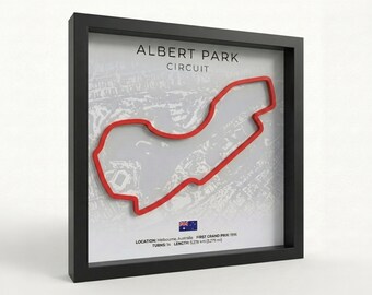 Arte mural 3D del circuito de Fórmula 1 de Albert Park – Póster enmarcado de la pista de F1 – Decoración de automovilismo – Regalos de F1 para aficionados