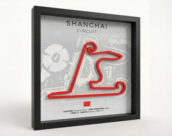 Arte mural 3D del Circuito de Fórmula 1 de Shanghái – Póster enmarcado de la pista de F1 – Decoración de automovilismo – Regalos de F1 para aficionados