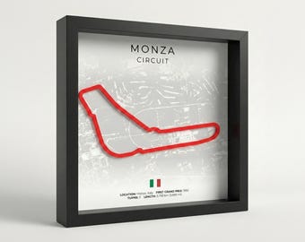 Arte mural 3D del circuito de Fórmula 1 de Monza – Póster enmarcado de la pista de F1 – Decoración de automovilismo – Regalos de F1 para aficionados