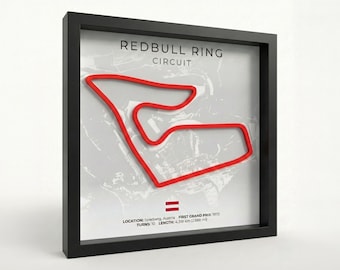 Arte mural 3D del circuito Redbull Ring de Fórmula 1 – Póster enmarcado de la pista de F1 – Decoración de automovilismo – Regalos de F1 para aficionados