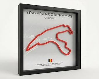 Arte mural 3D del circuito de Fórmula 1 de Spa-Francorchamps – Póster enmarcado de la pista de F1 – Decoración de automovilismo – Regalos de F1 para aficionados