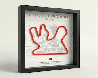 Arte mural 3D del Circuito Internacional de Fórmula 1 de Lusail – Póster enmarcado de la pista de F1 – Decoración de automovilismo – Regalos de F1 para aficionados