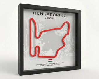 Arte mural 3D del circuito de Fórmula 1 de Hungaroring – Póster enmarcado de la pista de F1 – Decoración de automovilismo – Regalos de F1 para aficionados