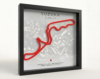 Arte mural 3D del circuito de Suzuka de Fórmula 1 – Póster enmarcado de la pista de F1 – Decoración de automovilismo – Regalos de F1 para aficionados