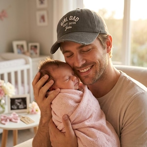 Girl dad embroidered hat personalized |  fathers day gift girl dad |  custom girl dad cap daughter name |  vintage trucker hat dad