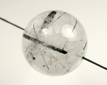 SALE (10% off) ~ was 9.99 ~ Clear Black Tourmaline in Quartz Large Round Bead ~ 20mm ~ D0014