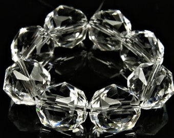 Top Grade ~ Crystal Clear ~ Transparent Crystal Clear Rock Quartz Faceted Round Bead - 12mm - 8 beads~ C4089