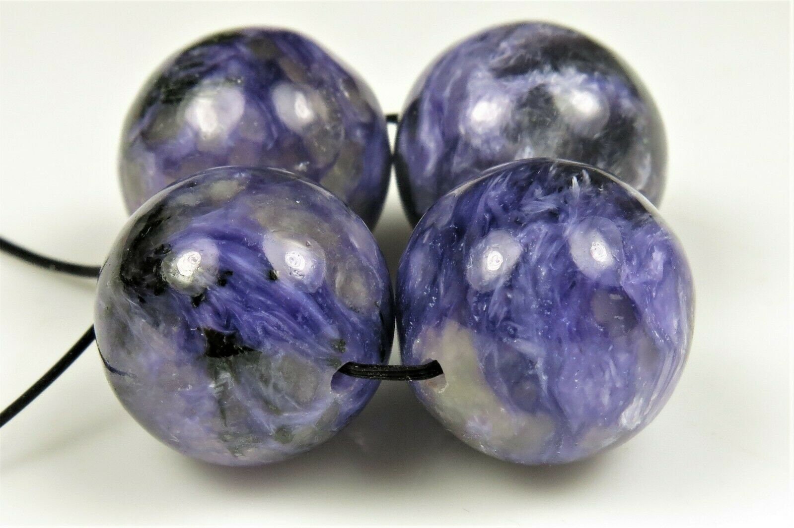 SALE (10% off) ~ was 33.98 ~ Most Beautiful ~ Russian Charoite Rare Large Round Bead - 14mm ~ 4 beads ~ C4628