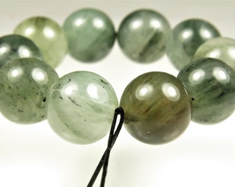 Beautiful ~ Natural Green Phantom Quartz Round Bead from Madagascar - 10 mm - 10 beads - C5896
