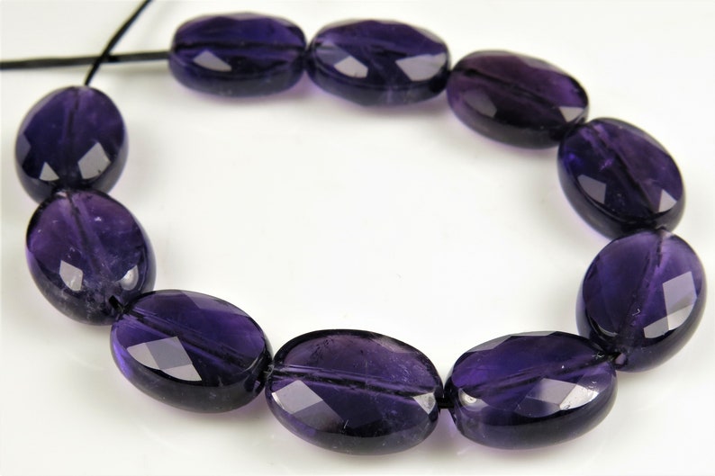 High Grade ~ Quality Deep Purple Amethyst Faceted Small Oval Bead 11mm x 8mm x 5mm C3096 10 beads