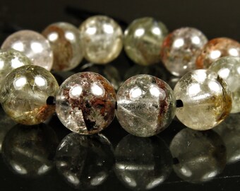 Natural Colorful Lodolite Garden Quartz Round Bead ~ 7mm ~ 12 beads ~ C5356