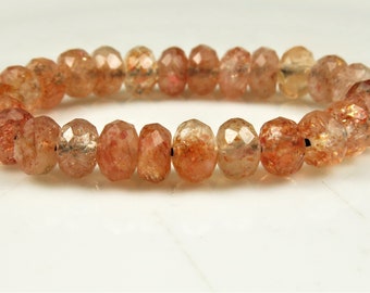 SALE (10% off) ~ was 14.89 ~ Very Beautiful ~ Translucent Natural Glistening Sunstone Faceted Rondelle Bead- 5.8mm x 3.5mm- 26 beads - D0136
